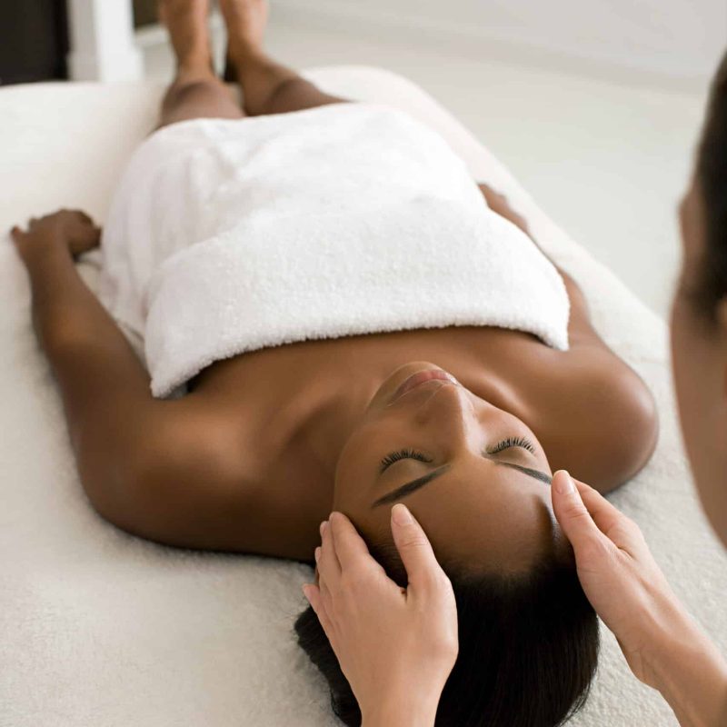 Woman having a head massage